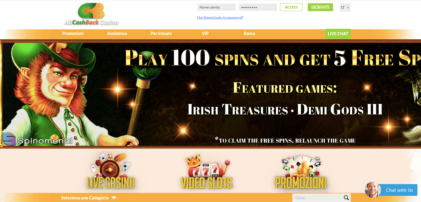 All Cashback Casino Screenshot