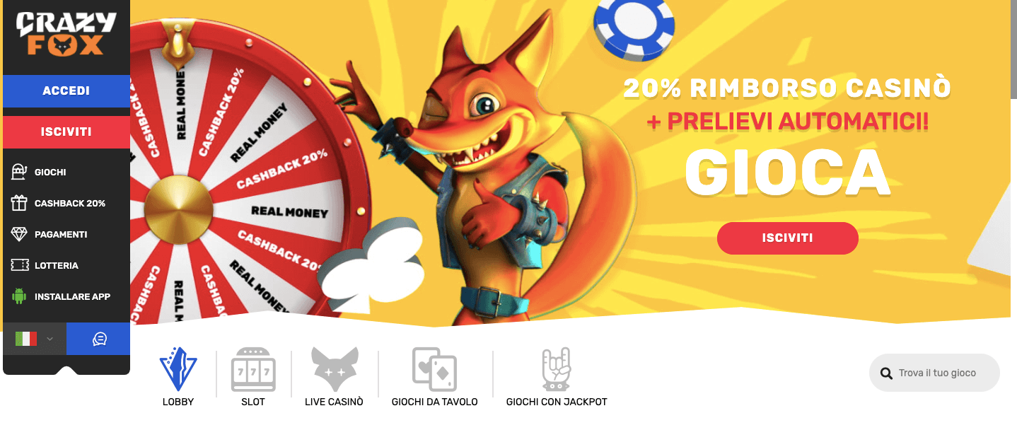 Craxyfox Casino Screenshot