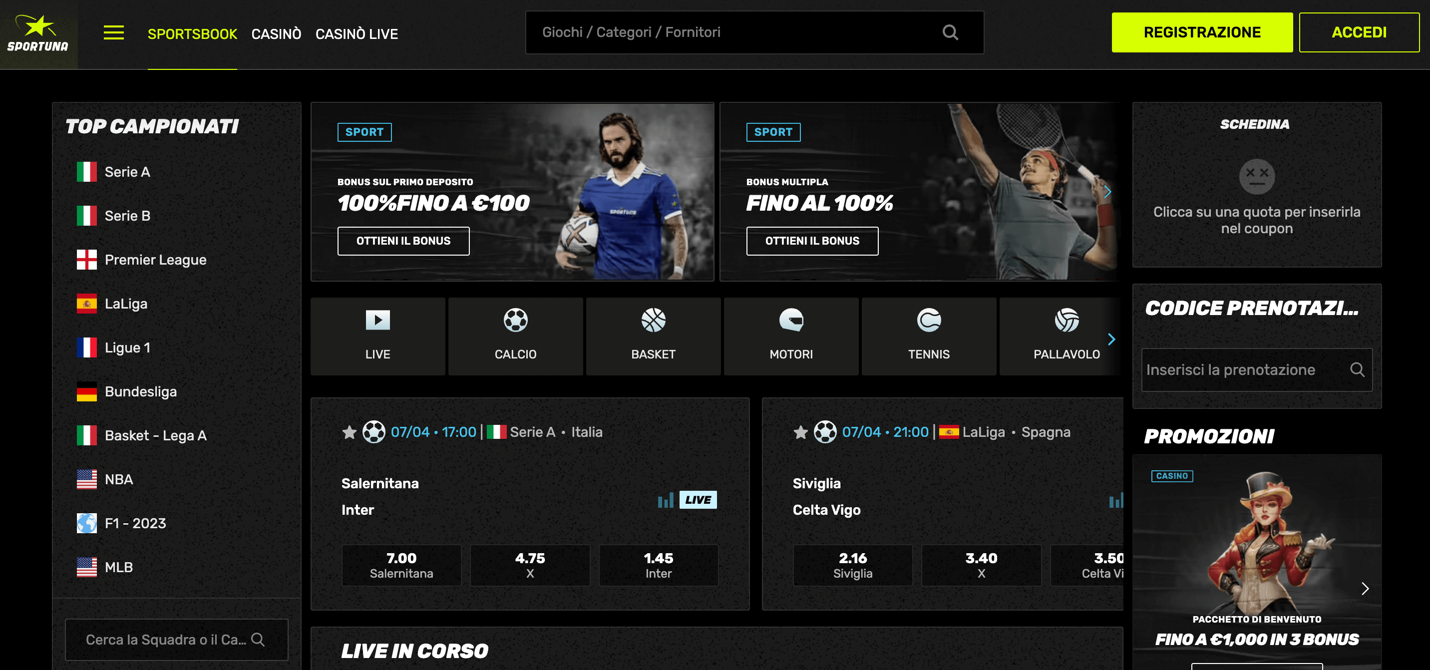 Sportuna Casino e Scommesse Screenshot