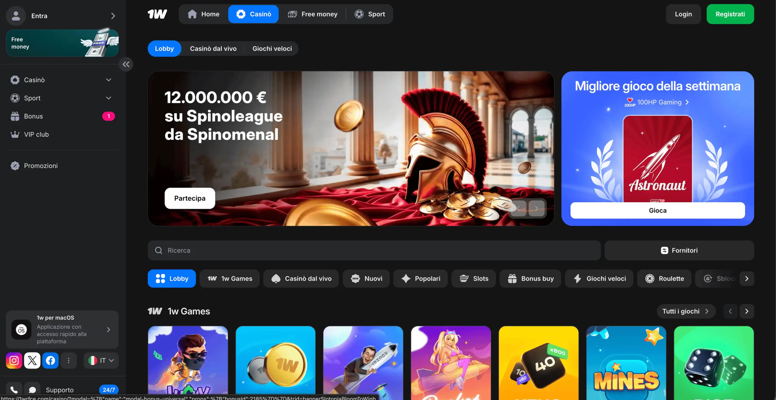 1win Casino e Scommesse