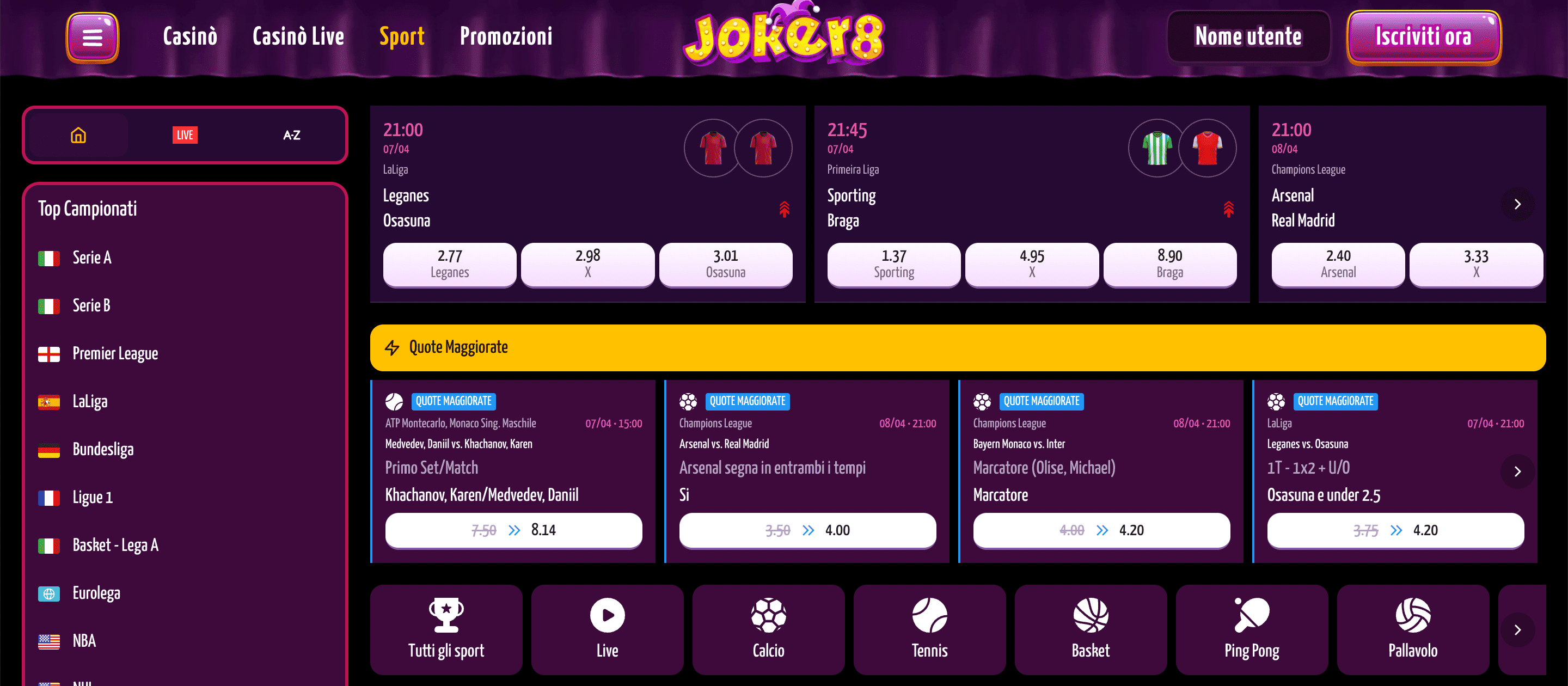 Joker8 Scommesse Screenshot