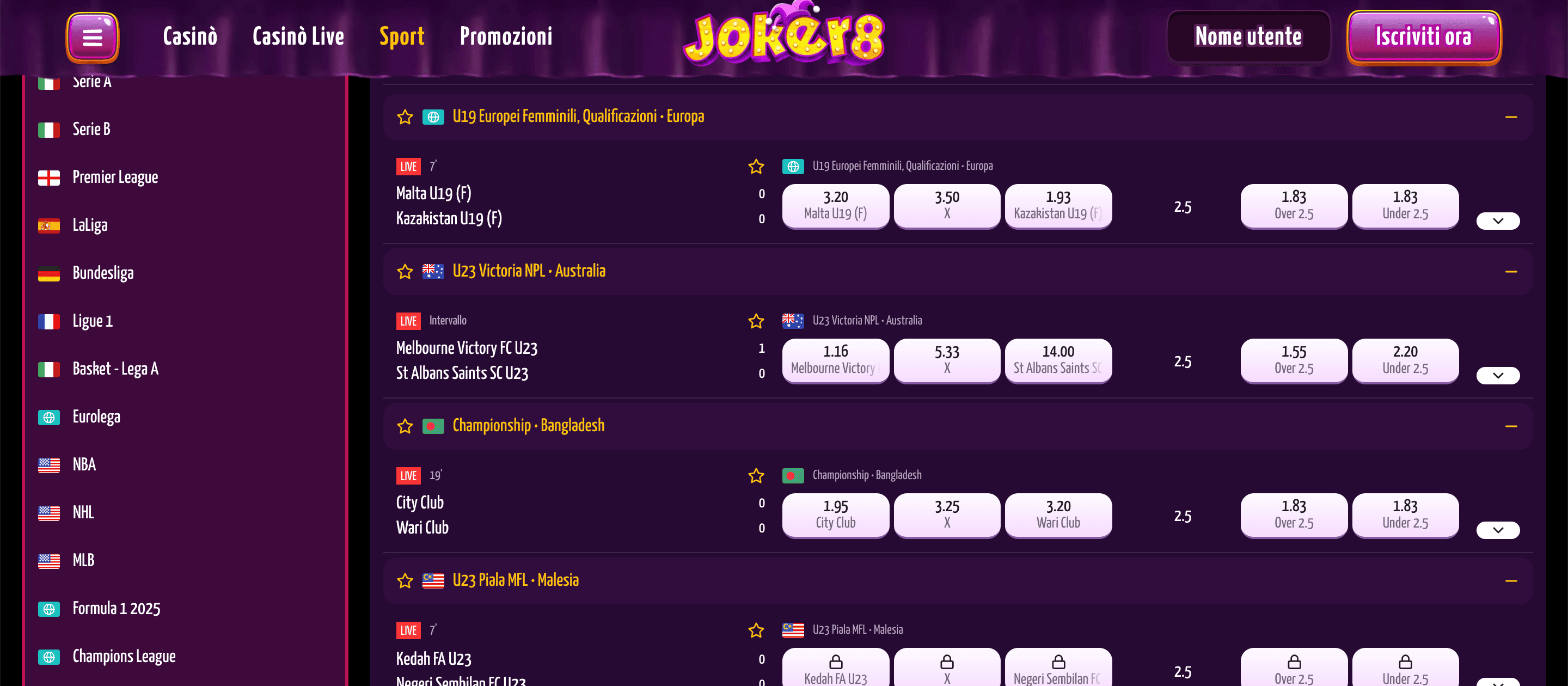 Joker8 Scommesse Live