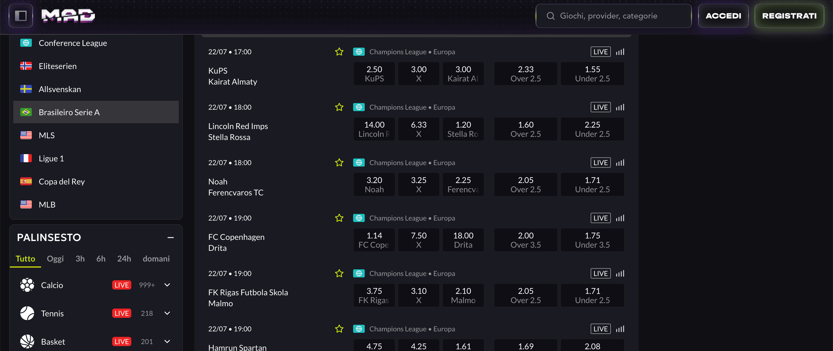 MadCasino Scommesse