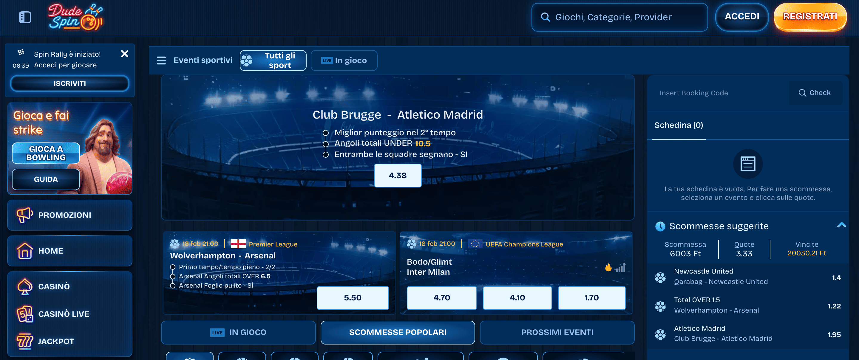 DudeSpin Scommesse Screenshot